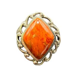 Orange Jasper Ring Gemstone 925 Sterling Silver Cocktail NK Thailand Size 8